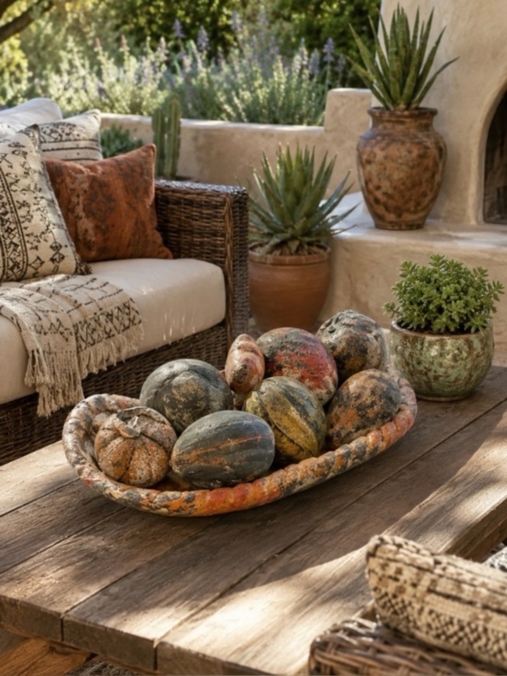 Vintage rare Rustic Terracotta fruit bowl 8 pieces